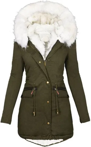 Womens Winter Coats Thicken Fleece Overcoats Warm Trench Coat Sherpa Lined Coats Warm Cotton Jackets Hood Outerwear