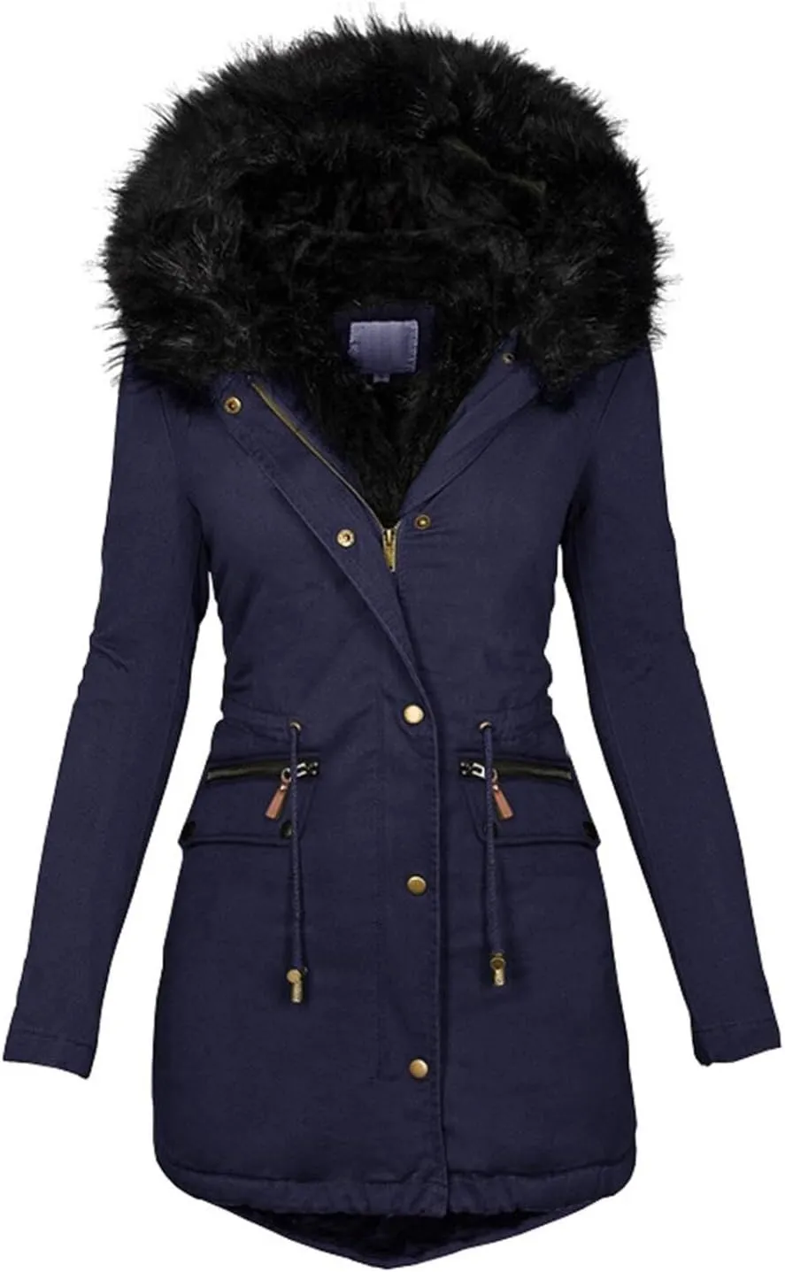 Womens Winter Coats Warm Thickened Sherpa Lined Jacket Hooded Outerwear Plus Size Puffer Parka Down Jackets Overcoat