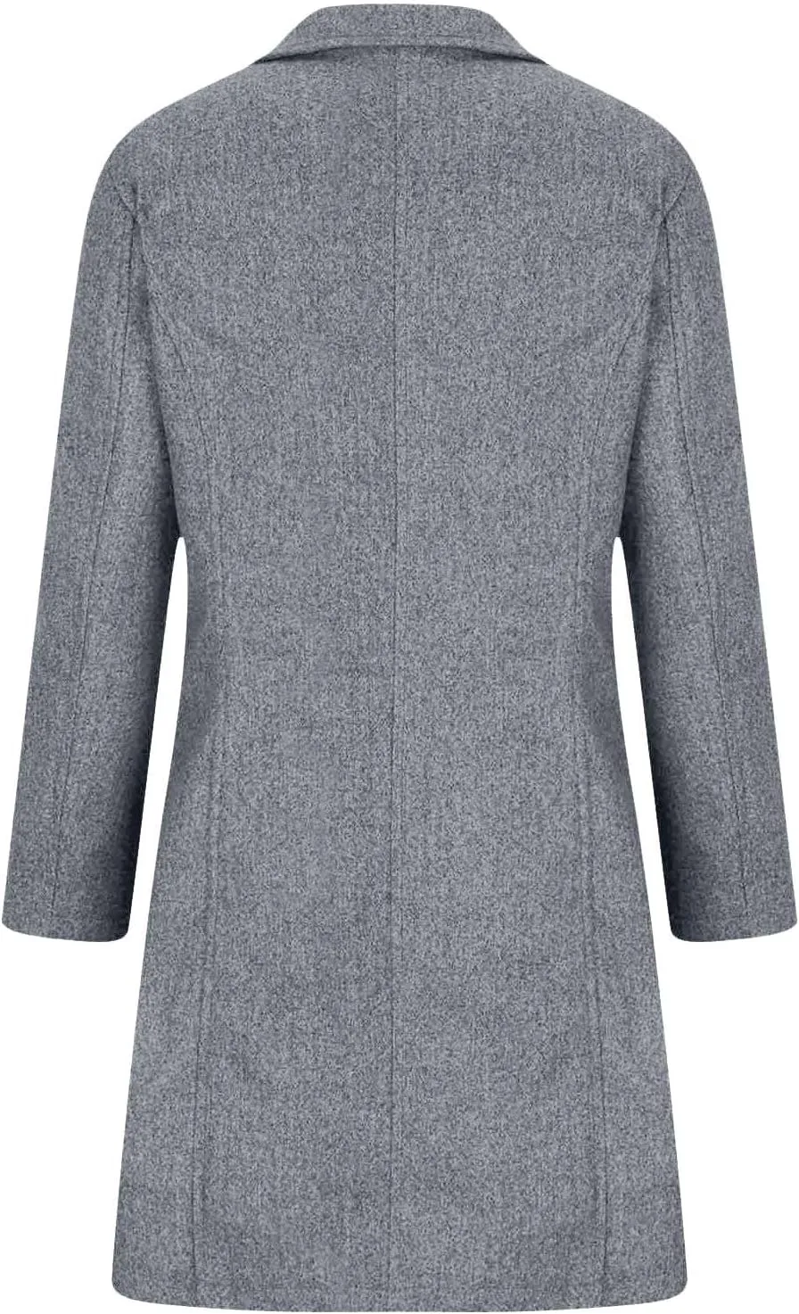 Wool Peacoats for Women 2024 Casual Single Breasted Mid-Length Jackets Coat Fall Winter Lapel Neck Windbreaker Trench Coats