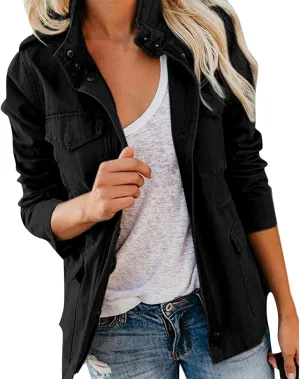 Work Jackets for Women Casual Long Sleeve Regular Fit Lightweight Fall Jacket Zip Up Outdoor Hiking Athletic Outwear
