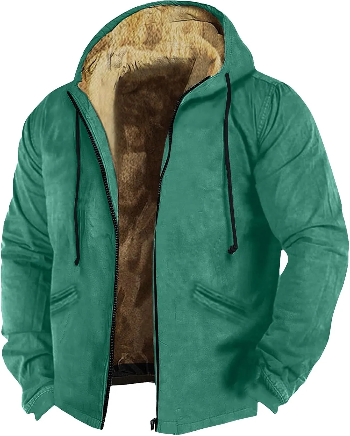 Ymosrh Men's Casual Fleece Jackets Full Zip Hoodie Jacket Sherpa Lined Warm Winter Work Coats Outdoor Jacket, M-7XL