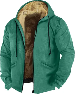 Ymosrh Men's Casual Fleece Jackets Full Zip Hoodie Jacket Sherpa Lined Warm Winter Work Coats Outdoor Jacket, M-7XL