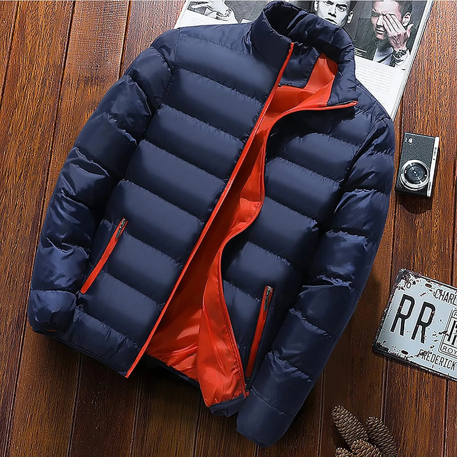 Ymosrh Men's Down Jackets Puffer Jacket Lightweight Warm Winter Coats Windproof Insulated Jacket Mens, L-5XL