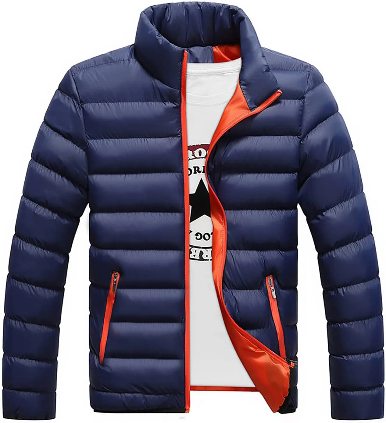 Ymosrh Men's Down Jackets Puffer Jacket Lightweight Warm Winter Coats Windproof Insulated Jacket Mens, L-5XL