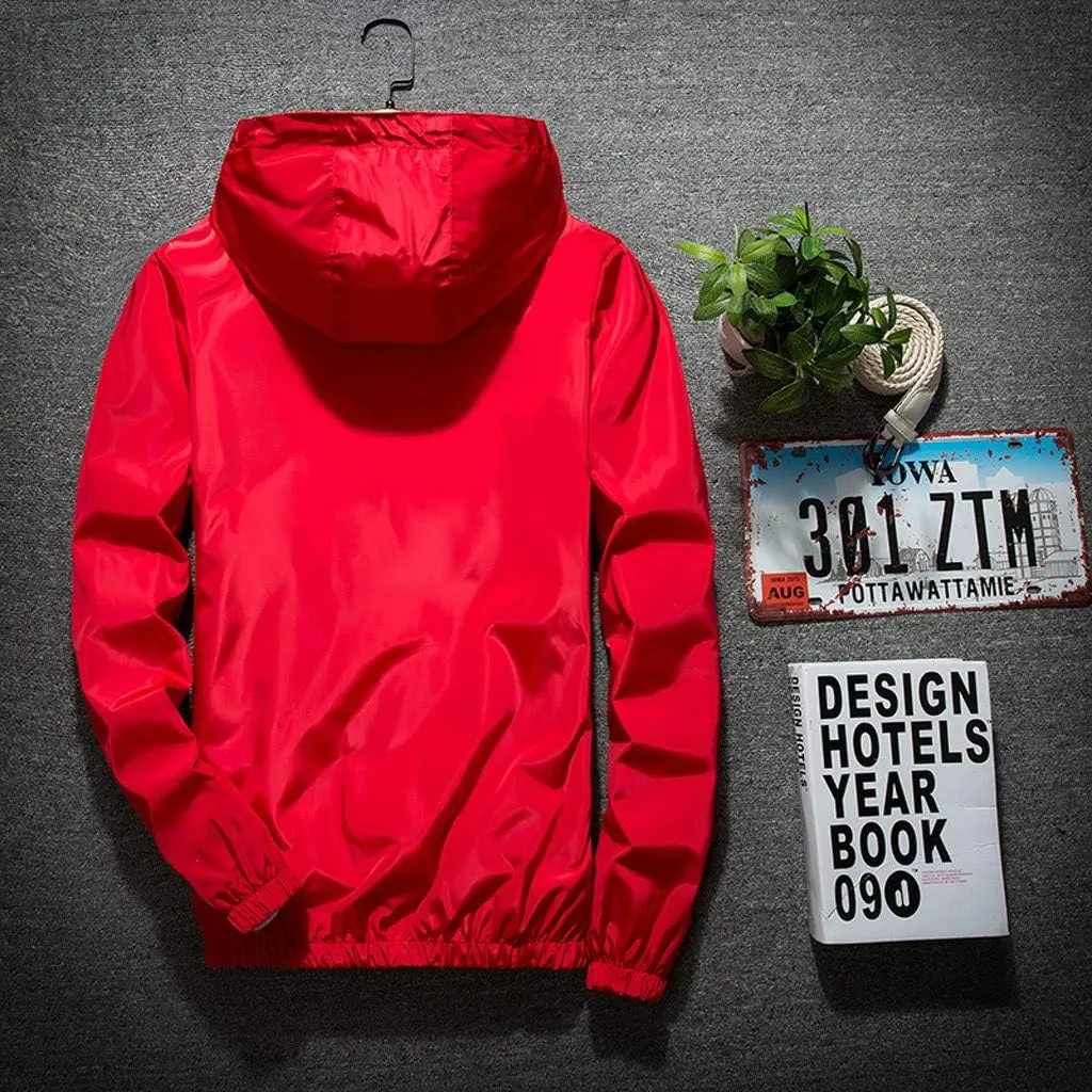 Ymosrh Men's Jackets Rain Jacket Waterproof With Hooded Hiking Coat Casual Lightweight Windbreaker Light Jacket, M-7XL