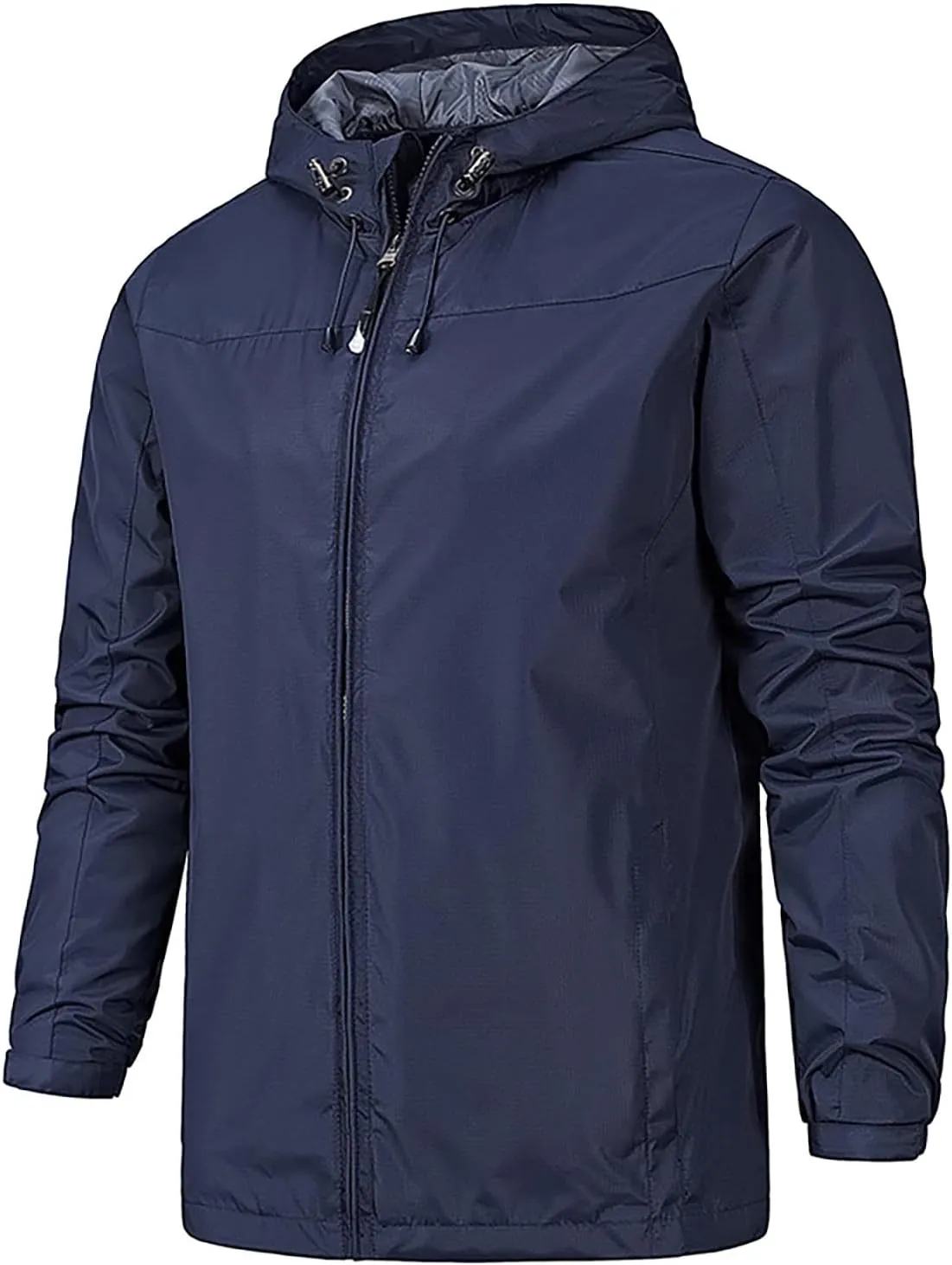Ymosrh Men's Rain Coat Jackets Lightweight Nylon Windbreaker Wind & Water Resistant Jacket, XL-5XL
