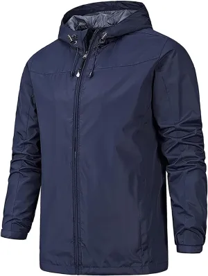 Ymosrh Men's Rain Coat Jackets Lightweight Nylon Windbreaker Wind & Water Resistant Jacket, XL-5XL