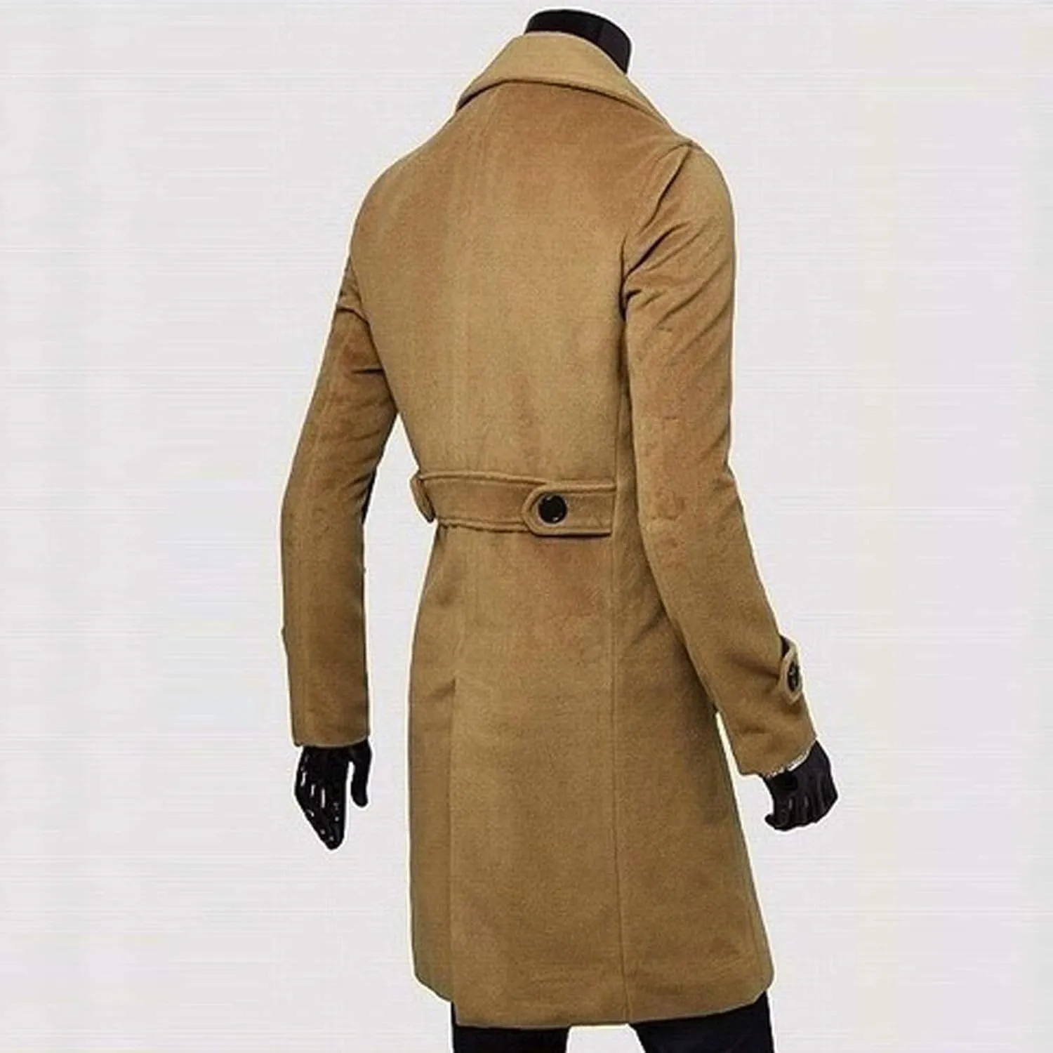 Ymosrh Winter Jackets for Men Slim Stylish Trench Coat Double Breasted Long Jacket Coat Mens Fashion Jackets