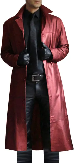 Zeiyignr Mens Vintage Classic WW2 Officer Military Uniform Leather Long Trench Coat Steampunk Goth Overcoat Motorcycle Jakcet