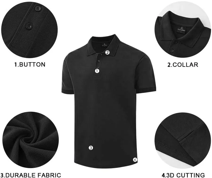 ZH Men's Golf Polo Shirts,3 Pack Polo Shirts for Men,Classic-Fit Polo Shirts,Breathable Polo Shirt for Men