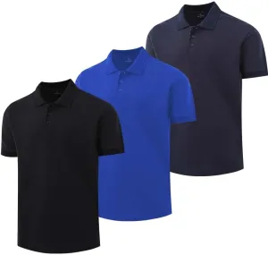 ZH Men's Golf Polo Shirts,3 Pack Polo Shirts for Men,Classic-Fit Polo Shirts,Breathable Polo Shirt for Men