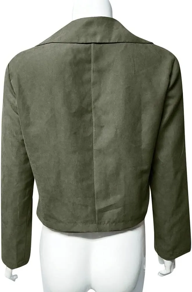 Zip Up Jacket for Women Long Sleeve Notched Lapel Plus Size Motorcycle Coats Fall Winter Y2K Cool Jacket S-5XL