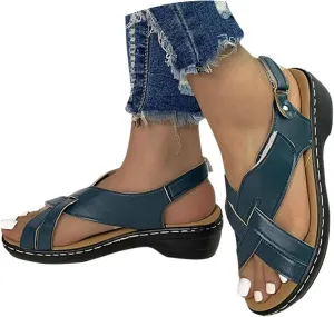 ZSpzx Women's Orthopedic Arch Support Sandals Comfortable for Women Foot Plantar Fasciitis Bunion Slide Open Toe Crisscross Straps Slip On Dressy Summer Adjustable Walking Casual Orthotic Beach Shoes
