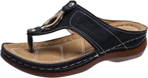 ZSpzx Women's Orthotic Cushion Flip Flops Recovery Walking Sandals for Women Comfortable Metal Plantar Fasciitis Bunion Casual Womens Non Slip-on Outdoor Slides Wedge Slide Dressy Summer Beach Shoes
