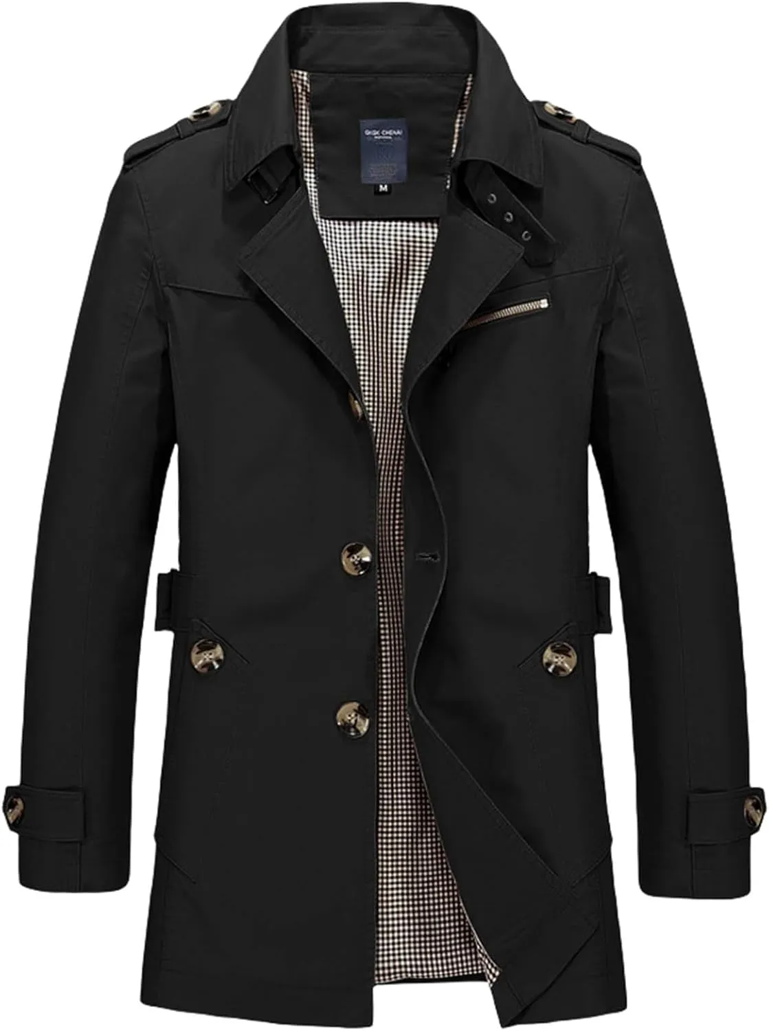 ZWRXW Mens Trench Coats Slim Fit Single Breasted Lightweight Lapel Long Jacket Office Fall Overcoat Winter Pea Coat